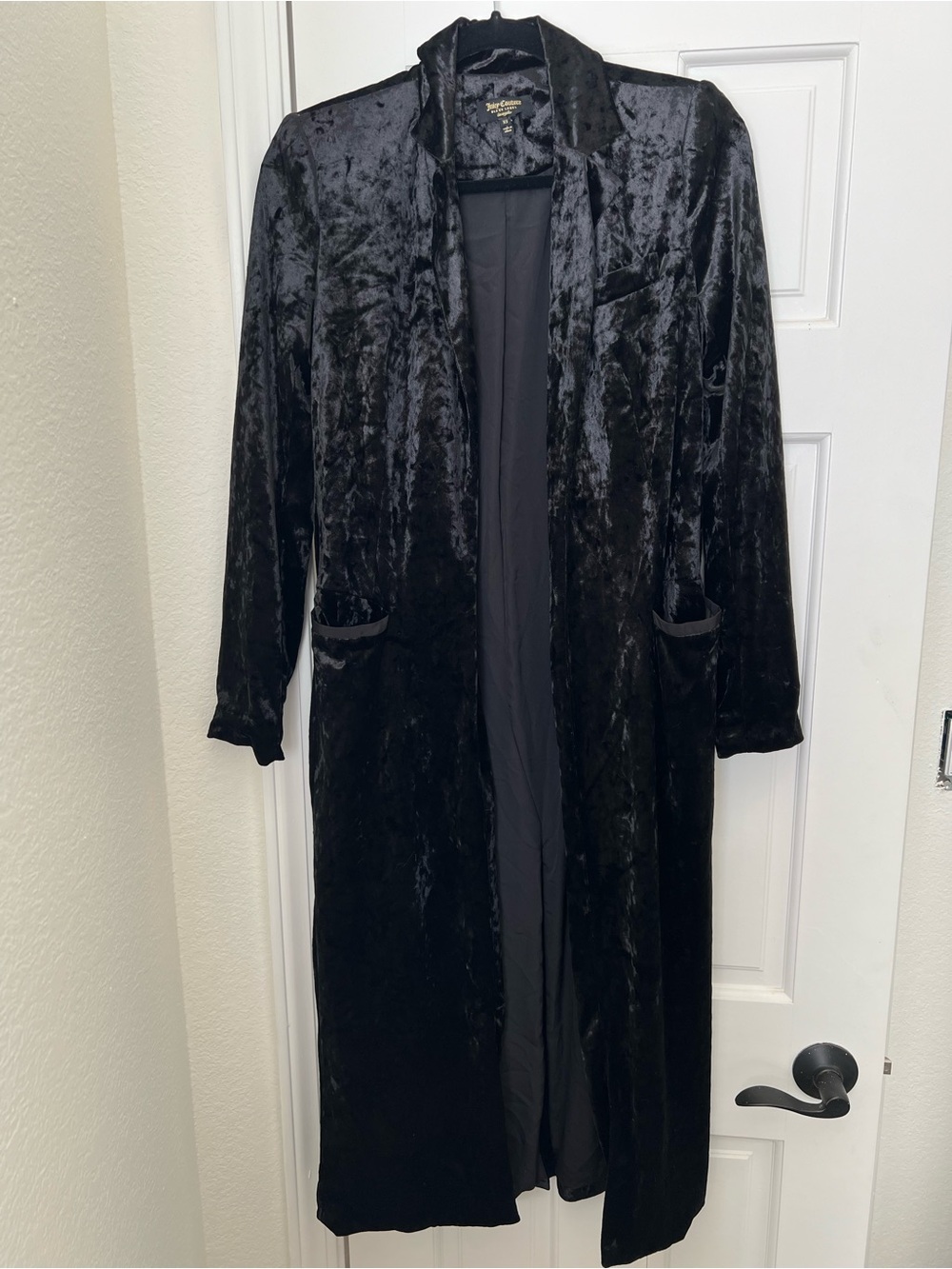 Black Velvet Long Women's Coat
